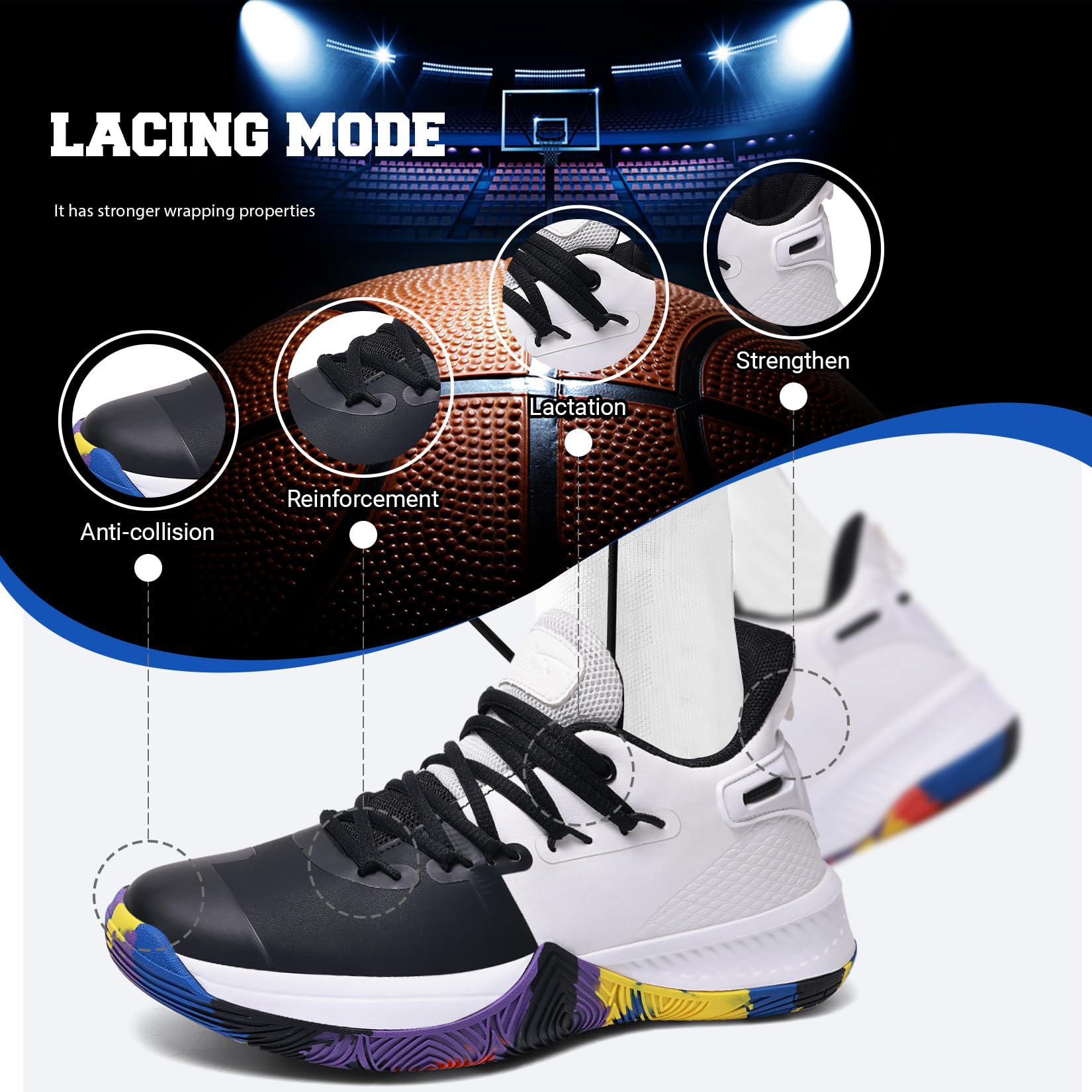 ASHION Zapatos de baloncesto ligeros para hombre