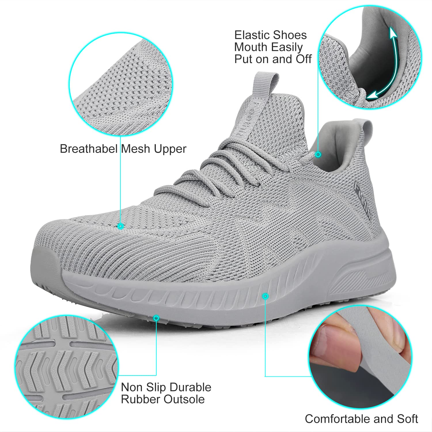 Feethit - Tenis para hombre antideslizantes, ligeros, transpirables, estilo slip-on, para caminar, correr y gimnasio