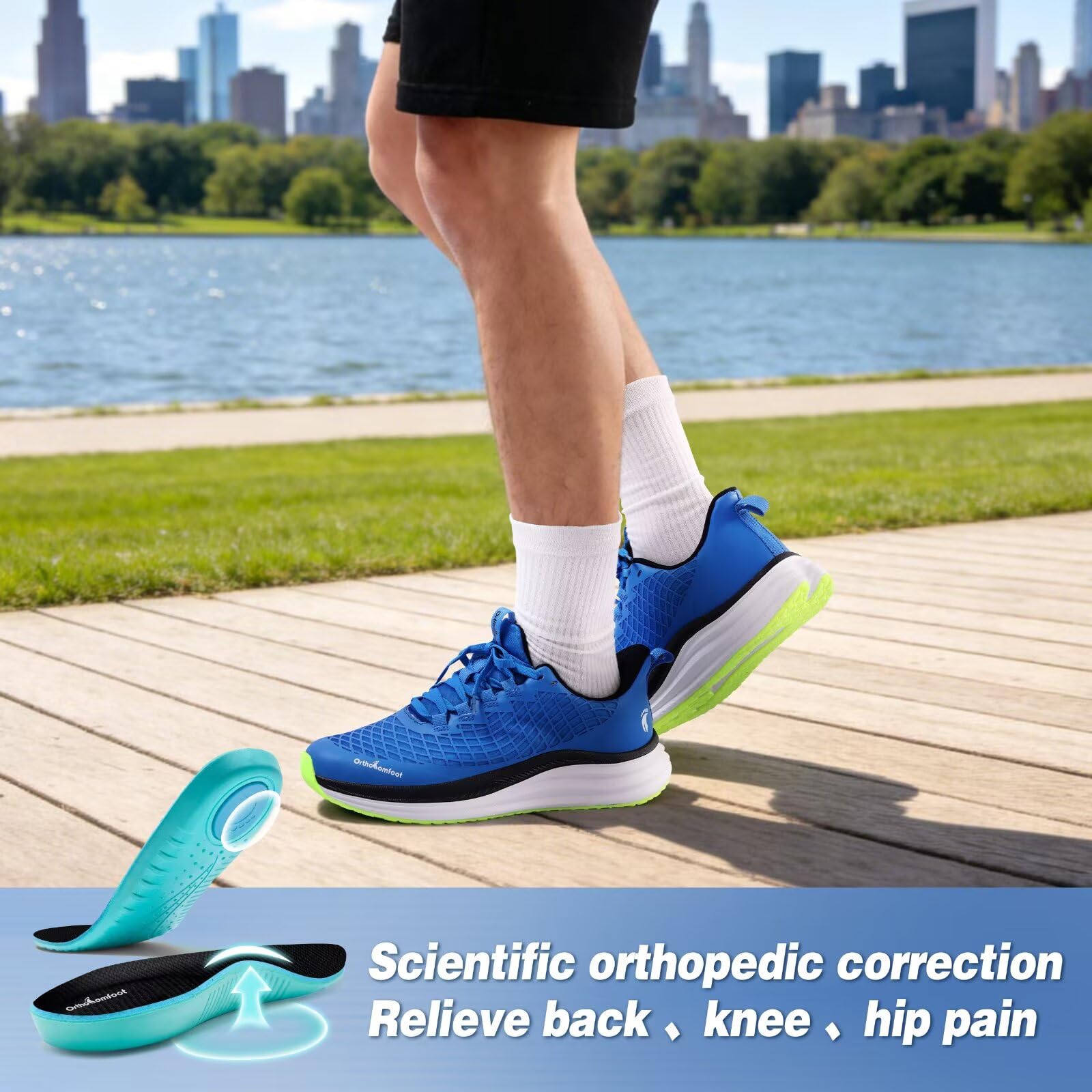 Zapatos ortopédicos para correr en carretera: cómodos y casuales con soporte de arco para fascitis plantar, zapatillas ortopédicas de moda, pies planos, tenis casuales al aire libre, zapatos de