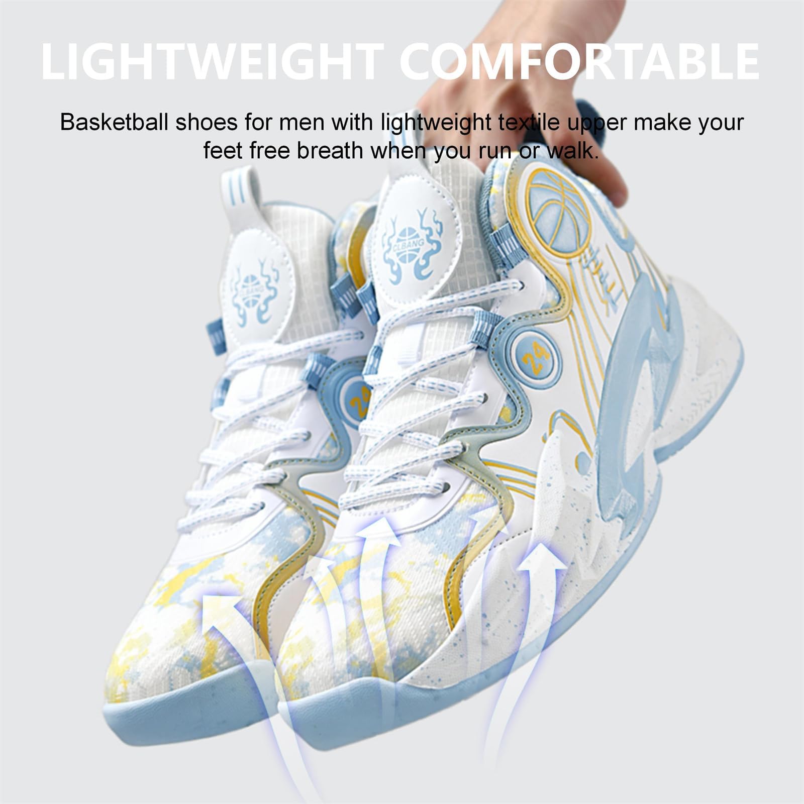 Moodeng Zapatos de baloncesto para hombre, antideslizantes, transpirables, para correr, Fahsion, ligeros, para gimnasio al aire libre