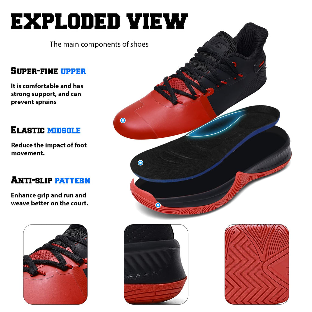 ASHION Zapatos de baloncesto ligeros para hombre
