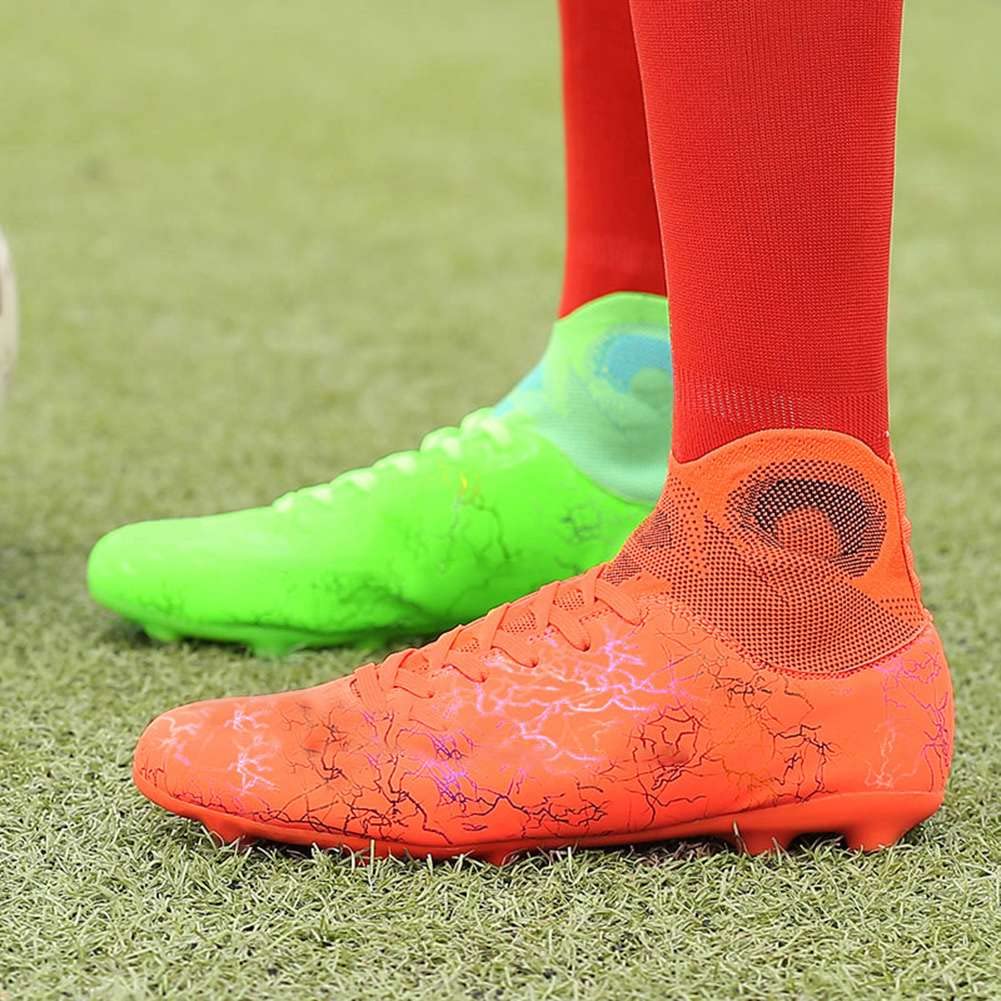 Tacos FG Unisex de Entrenamiento Atlético Antideslizantes con Tacos Largos de Caña Alta, Zapatos de Fútbol Soccer para Jóvenes