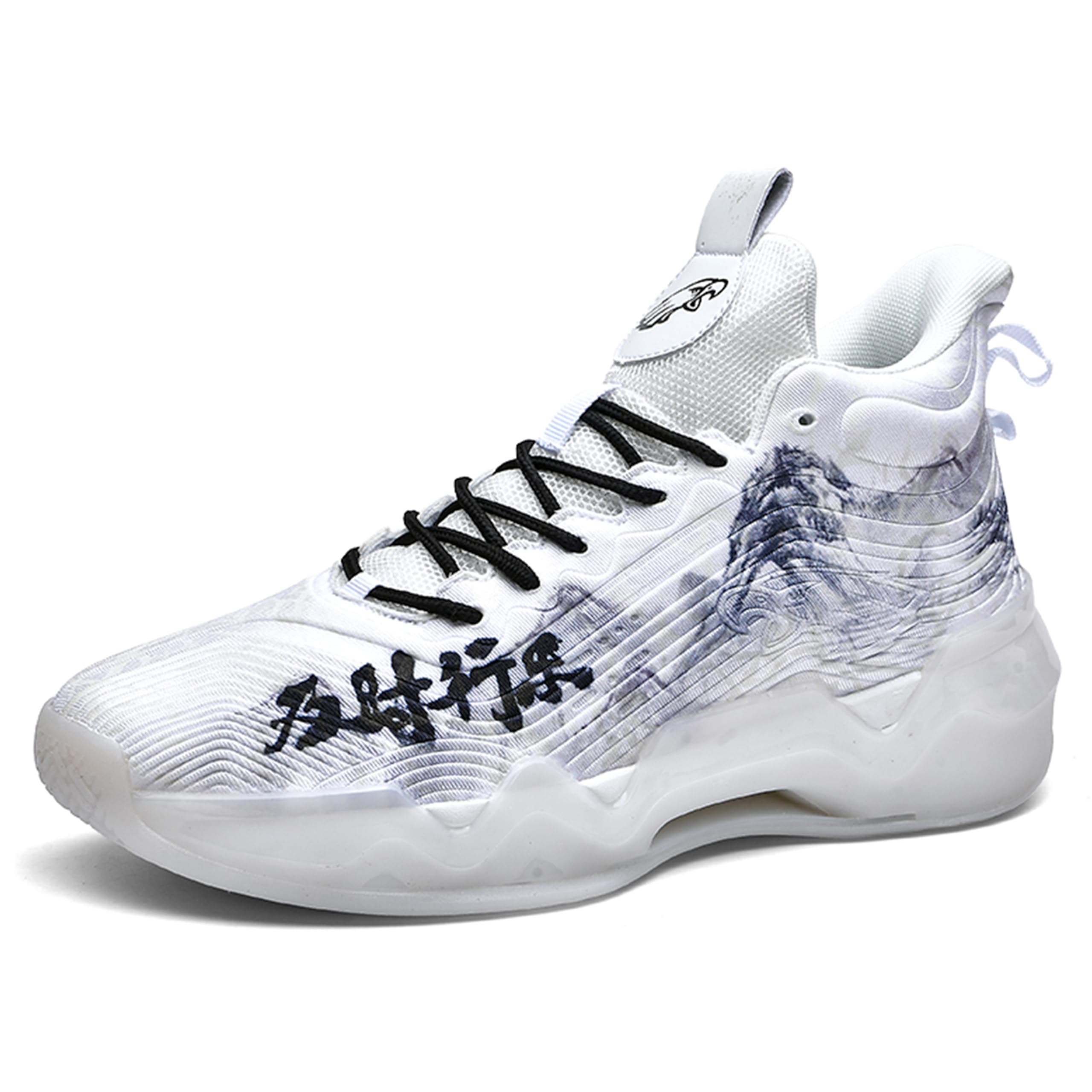 Zapatos de baloncesto de caña alta para hombre con suelas antideslizantes y resistentes al desgaste, zapatos para correr con diseño de graffiti, zapatos deportivos de moda