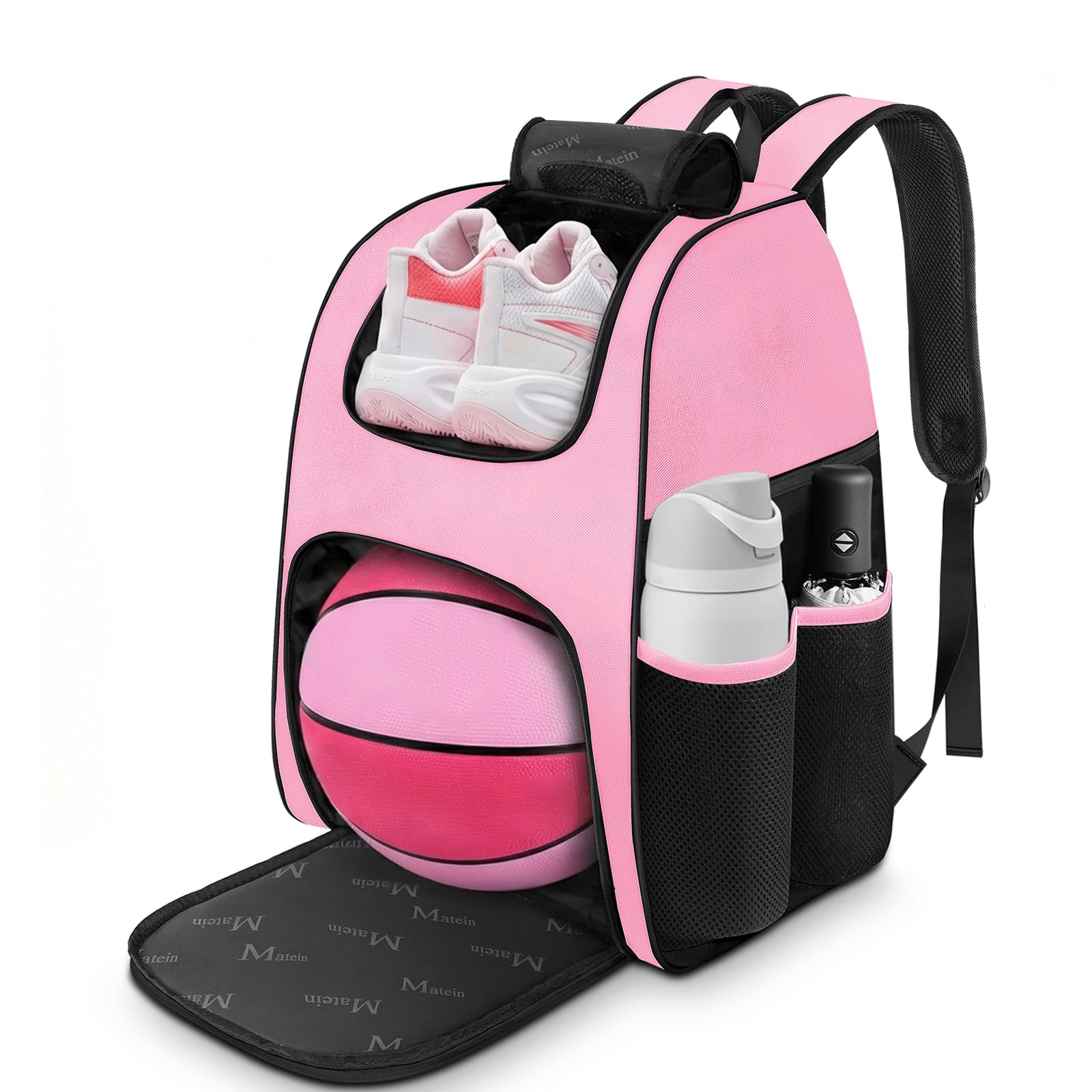 MATEIN - Bolsa de baloncesto, mochila de fútbol resistente con soporte para pelota y compartimento para zapatos, gran mochila de baloncesto para equipo de entrenamiento, mochila de baloncesto