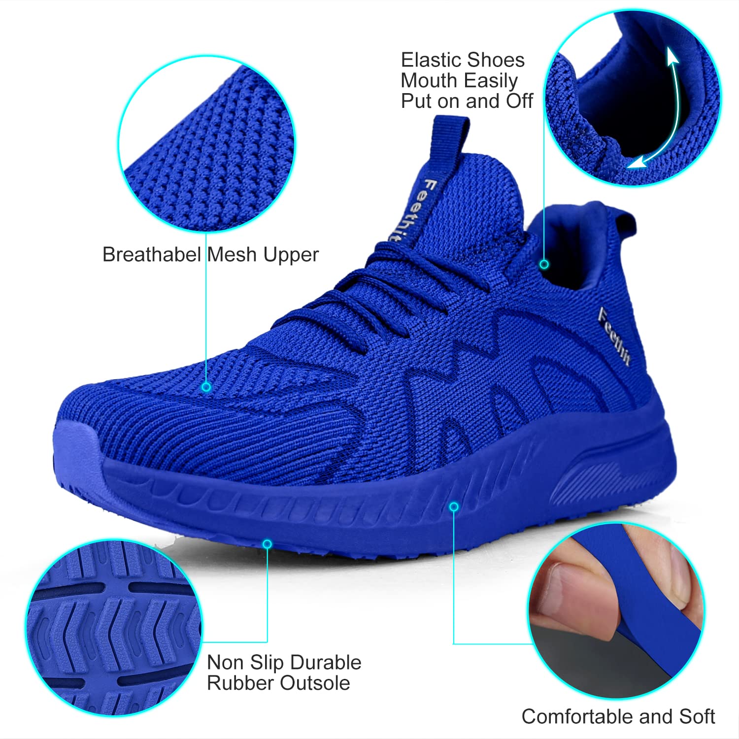 Feethit - Tenis para hombre antideslizantes, ligeros, transpirables, estilo slip-on, para caminar, correr y gimnasio