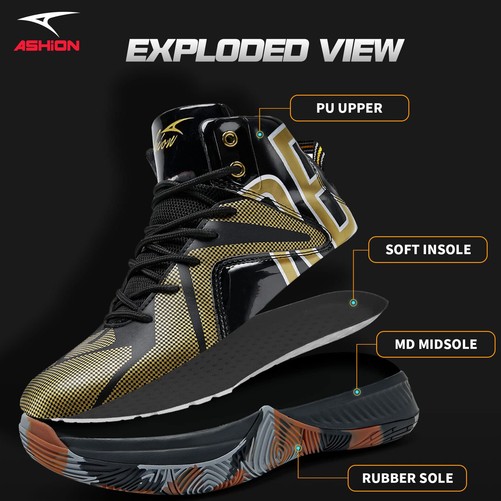 ASHION Zapatos de baloncesto ligeros para hombre