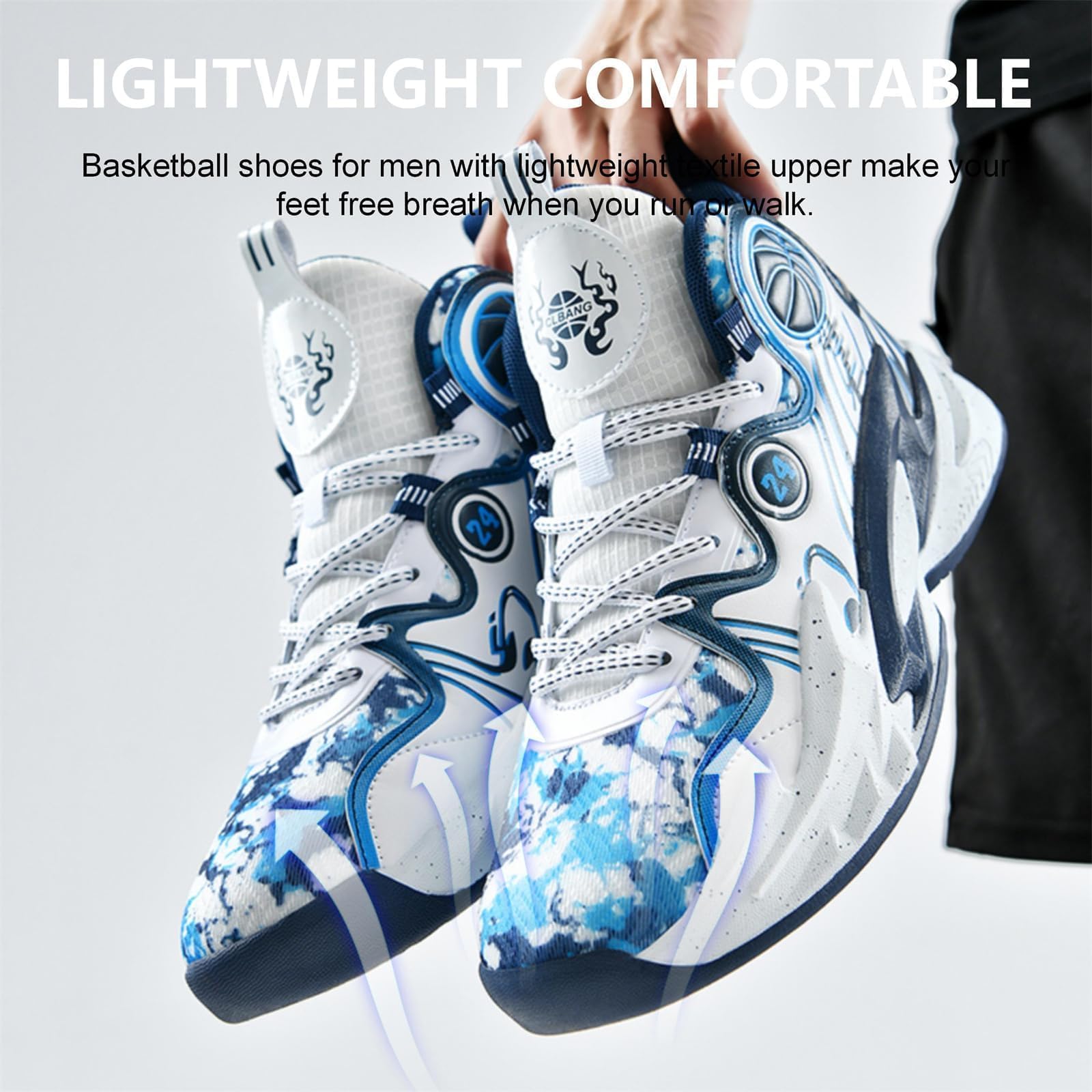 Moodeng Zapatos de baloncesto para hombre, antideslizantes, transpirables, para correr, Fahsion, ligeros, para gimnasio al aire libre