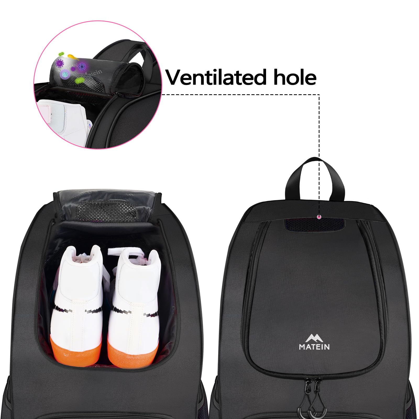 MATEIN - Bolsa de baloncesto, mochila de fútbol resistente con soporte para pelota y compartimento para zapatos, gran mochila de baloncesto para equipo de entrenamiento, mochila de baloncesto