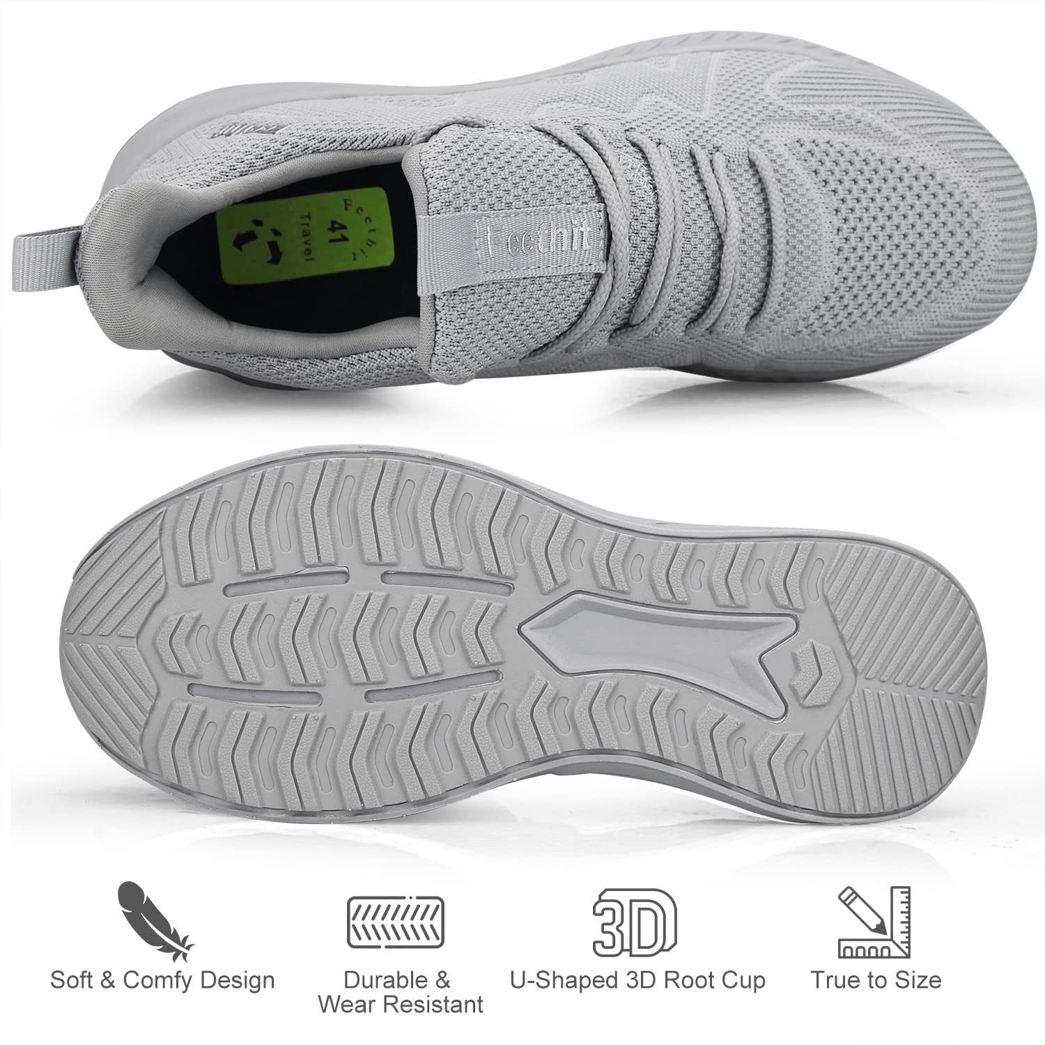 Feethit - Tenis para hombre antideslizantes, ligeros, transpirables, estilo slip-on, para caminar, correr y gimnasio