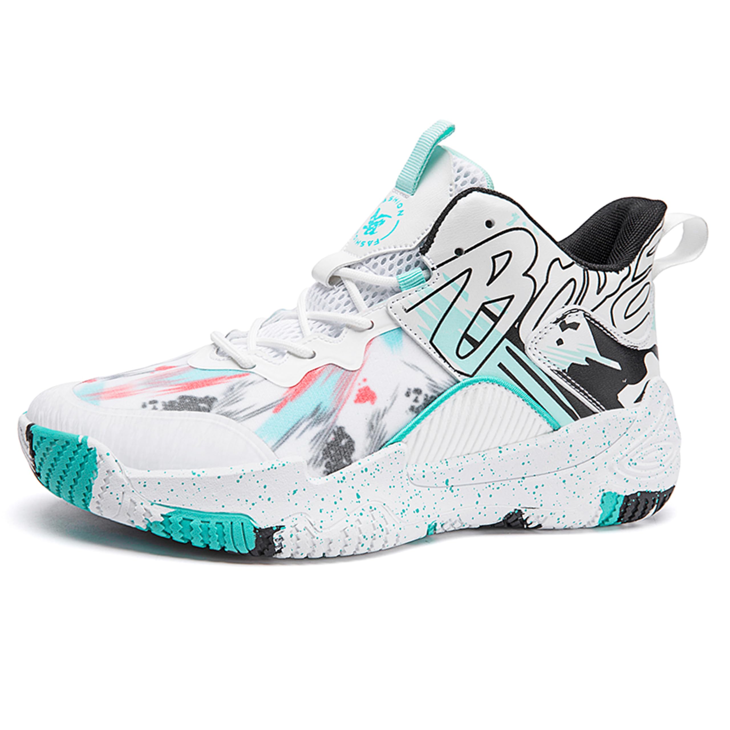 Zapatos de baloncesto de caña alta para hombre con suelas antideslizantes y resistentes al desgaste, zapatos para correr con diseño de graffiti, zapatos deportivos de moda