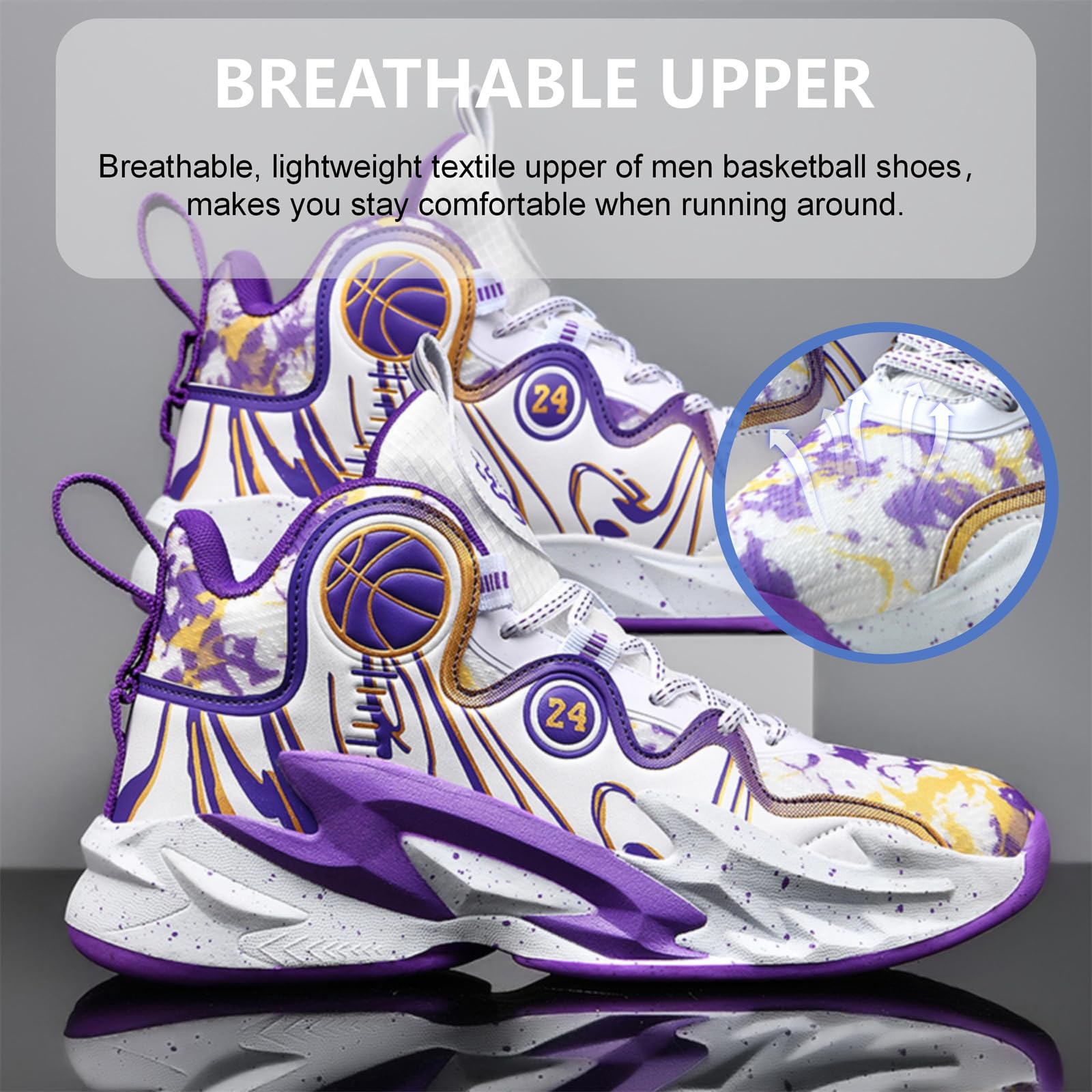 Moodeng Zapatos de baloncesto para hombre, antideslizantes, transpirables, para correr, Fahsion, ligeros, para gimnasio al aire libre