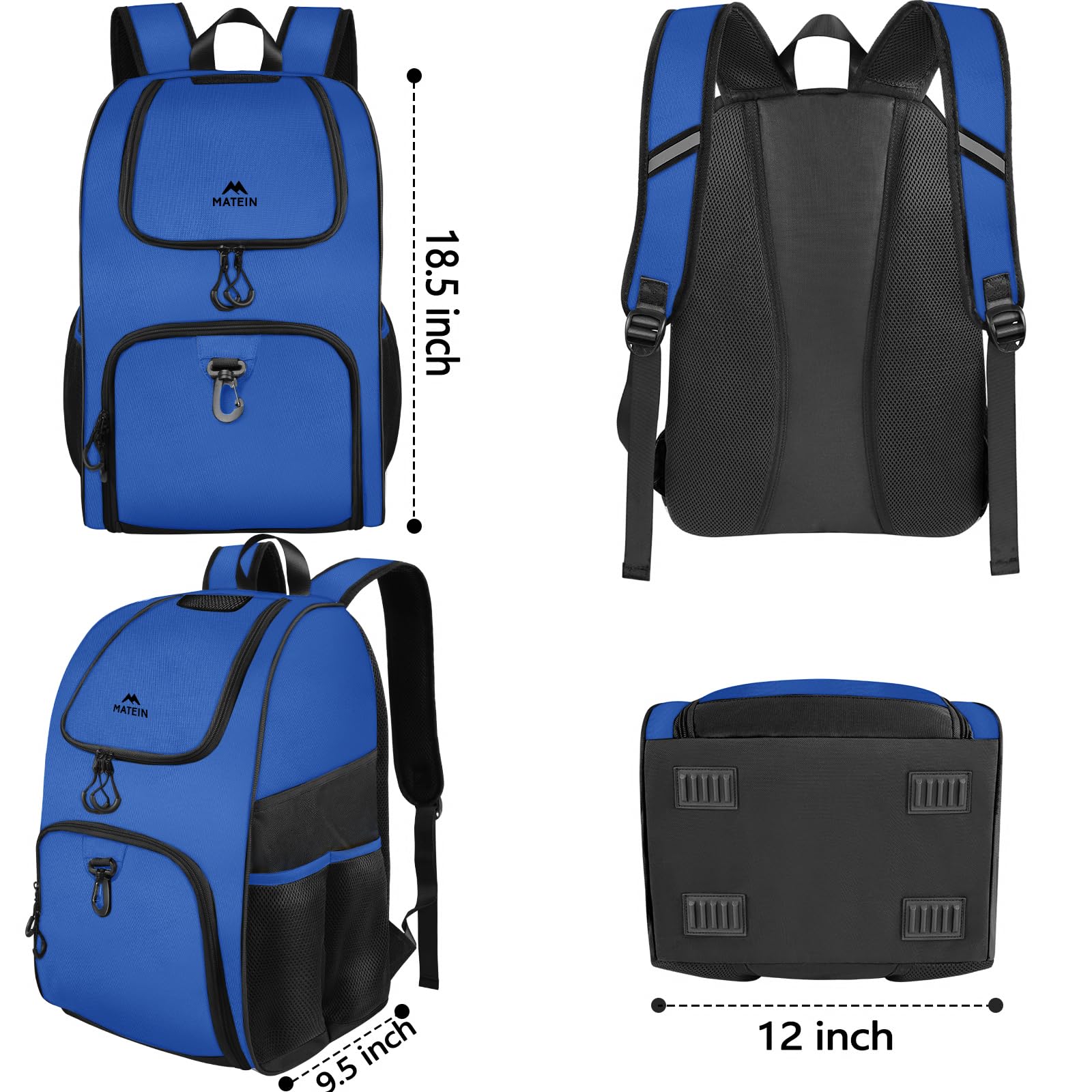 MATEIN - Bolsa de baloncesto, mochila de fútbol resistente con soporte para pelota y compartimento para zapatos, gran mochila de baloncesto para equipo de entrenamiento, mochila de baloncesto