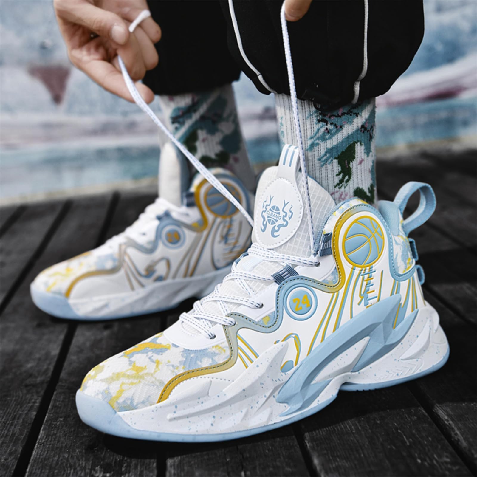 Moodeng Zapatos de baloncesto para hombre, antideslizantes, transpirables, para correr, Fahsion, ligeros, para gimnasio al aire libre