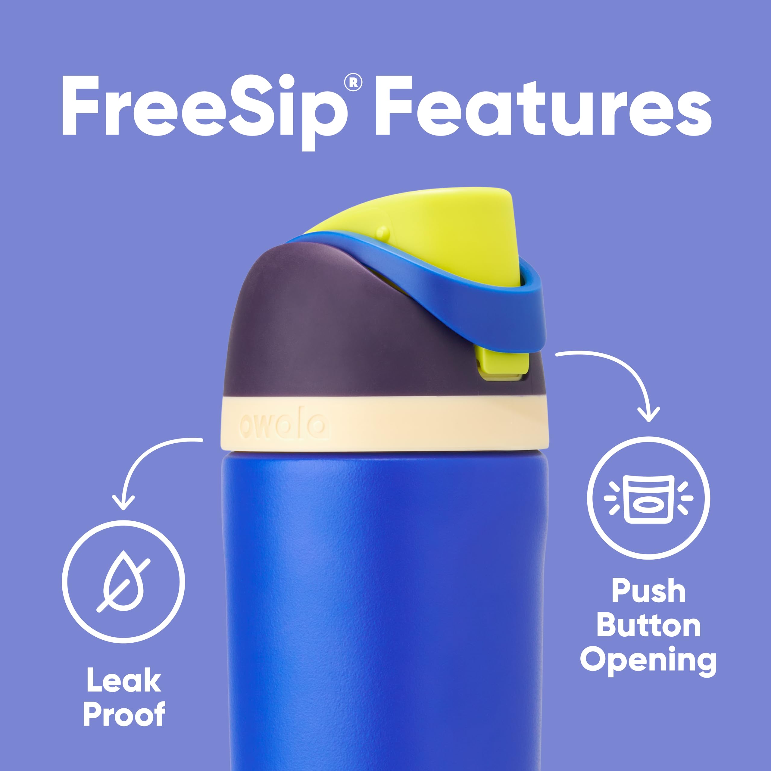 Owala FreeSip - Botella de agua aislada de acero inoxidable con popote para deportes, viajes y escuela, botella de agua deportiva sin BPA, 24 onzas, tropical