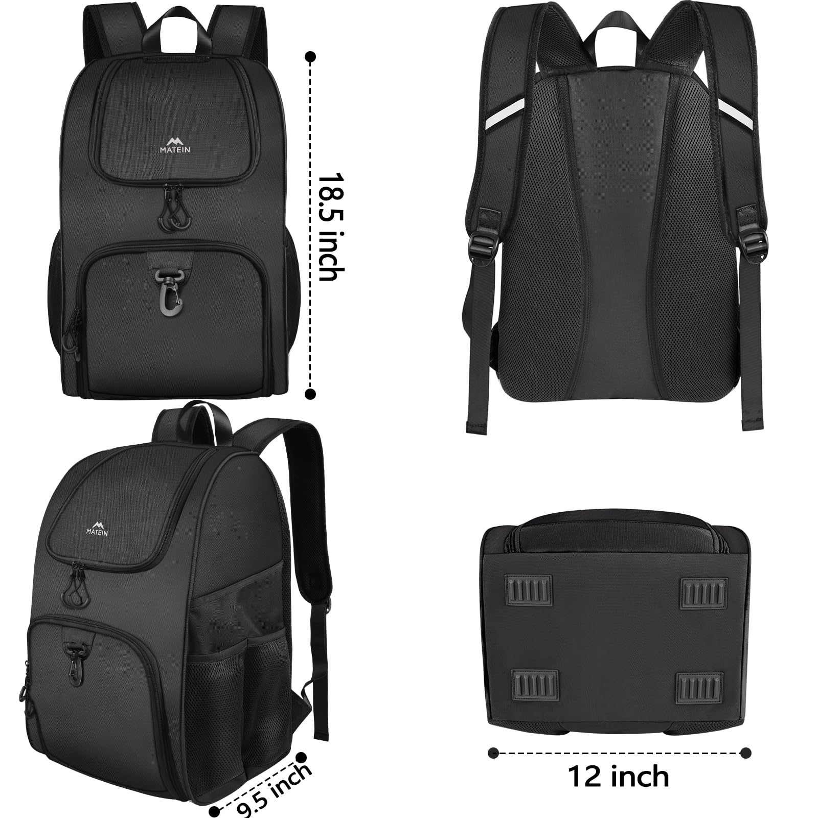 MATEIN - Bolsa de baloncesto, mochila de fútbol resistente con soporte para pelota y compartimento para zapatos, gran mochila de baloncesto para equipo de entrenamiento, mochila de baloncesto