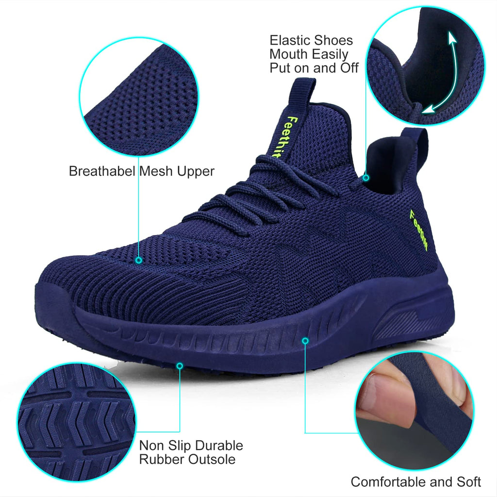 Feethit - Tenis para hombre antideslizantes, ligeros, transpirables, estilo slip-on, para caminar, correr y gimnasio