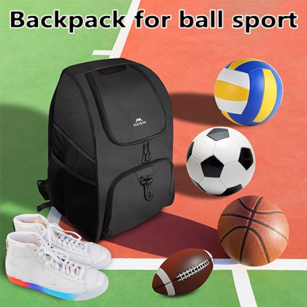 MATEIN - Bolsa de baloncesto, mochila de fútbol resistente con soporte para pelota y compartimento para zapatos, gran mochila de baloncesto para equipo de entrenamiento, mochila de baloncesto