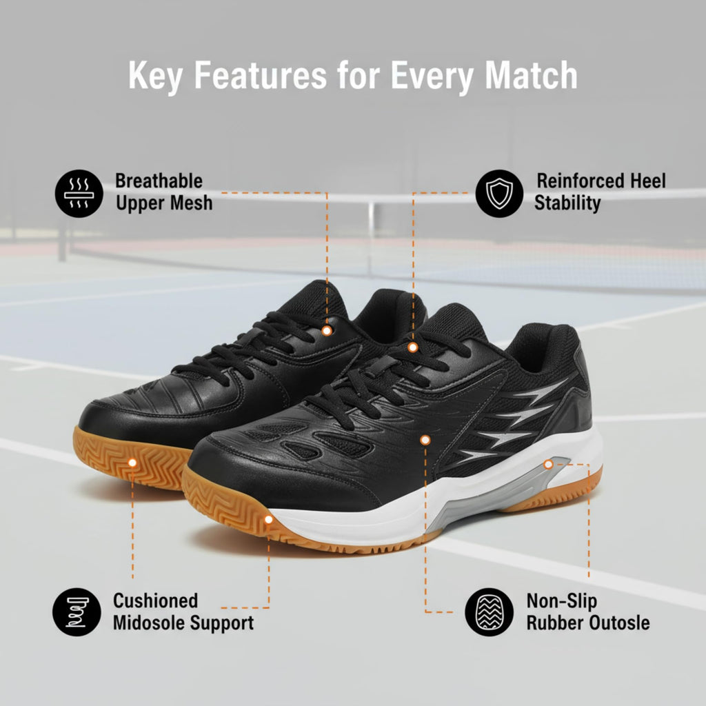 Zapatos de pickleball para hombre, tenis y raquetbol, antideslizantes, transpirables, acolchados