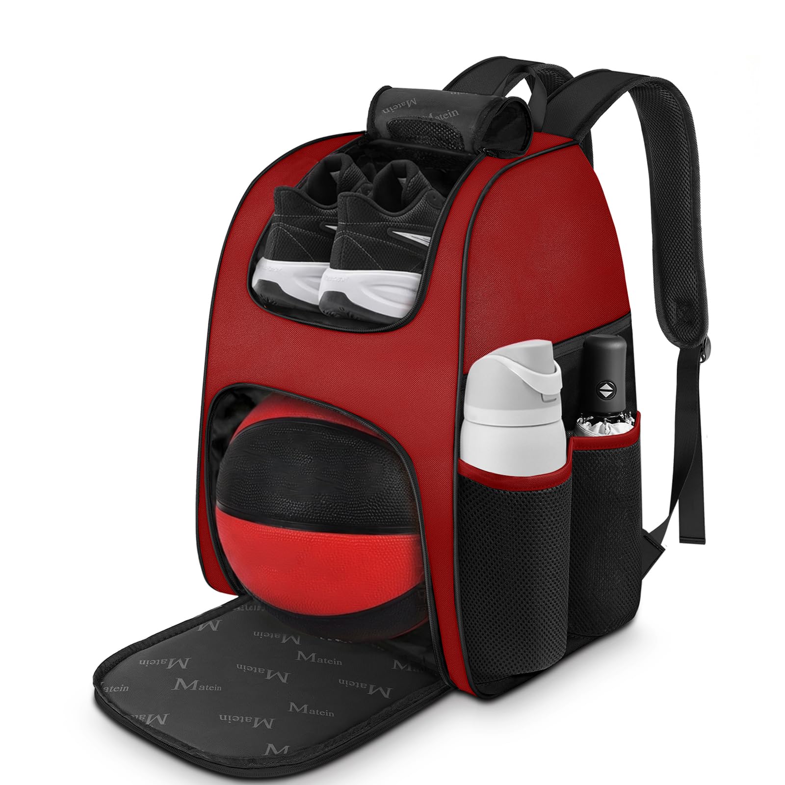 MATEIN - Bolsa de baloncesto, mochila de fútbol resistente con soporte para pelota y compartimento para zapatos, gran mochila de baloncesto para equipo de entrenamiento, mochila de baloncesto