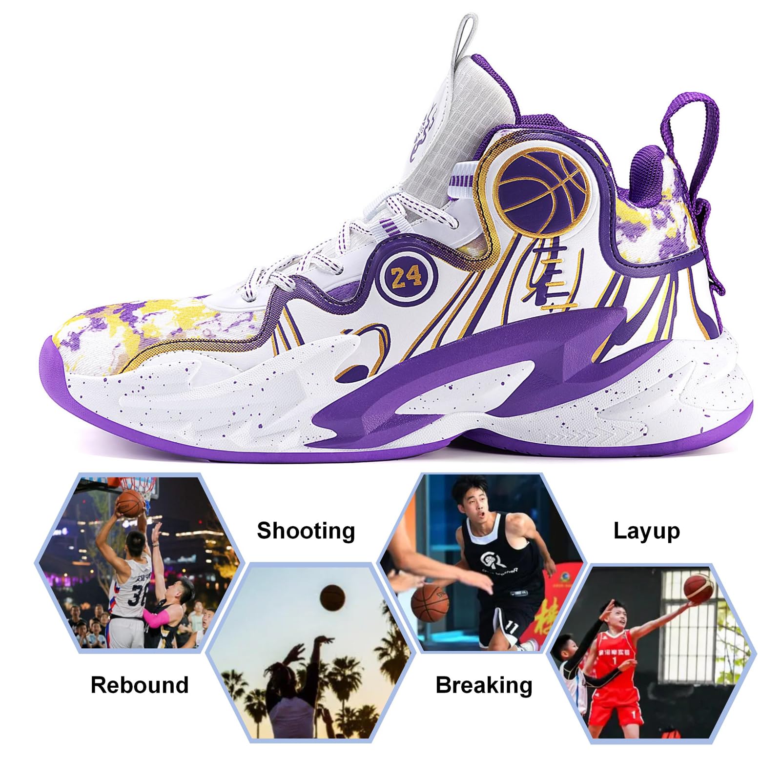 Moodeng Zapatos de baloncesto para hombre, antideslizantes, transpirables, para correr, Fahsion, ligeros, para gimnasio al aire libre