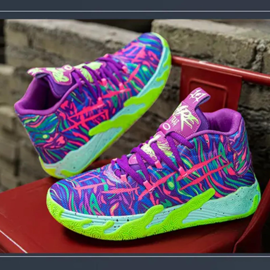 Mens Multicolor High Top Basketball Shoes Non-Slip Breathable Running Shoes Fahsion Lightweight Outdoor Gym Sneakers