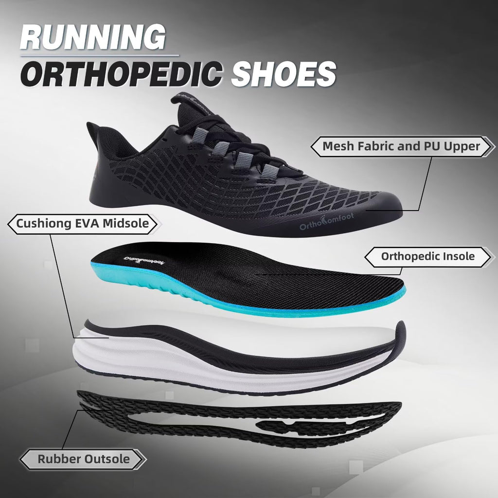 Zapatos ortopédicos para correr en carretera: cómodos y casuales con soporte de arco para fascitis plantar, zapatillas ortopédicas de moda, pies planos, tenis casuales al aire libre, zapatos de