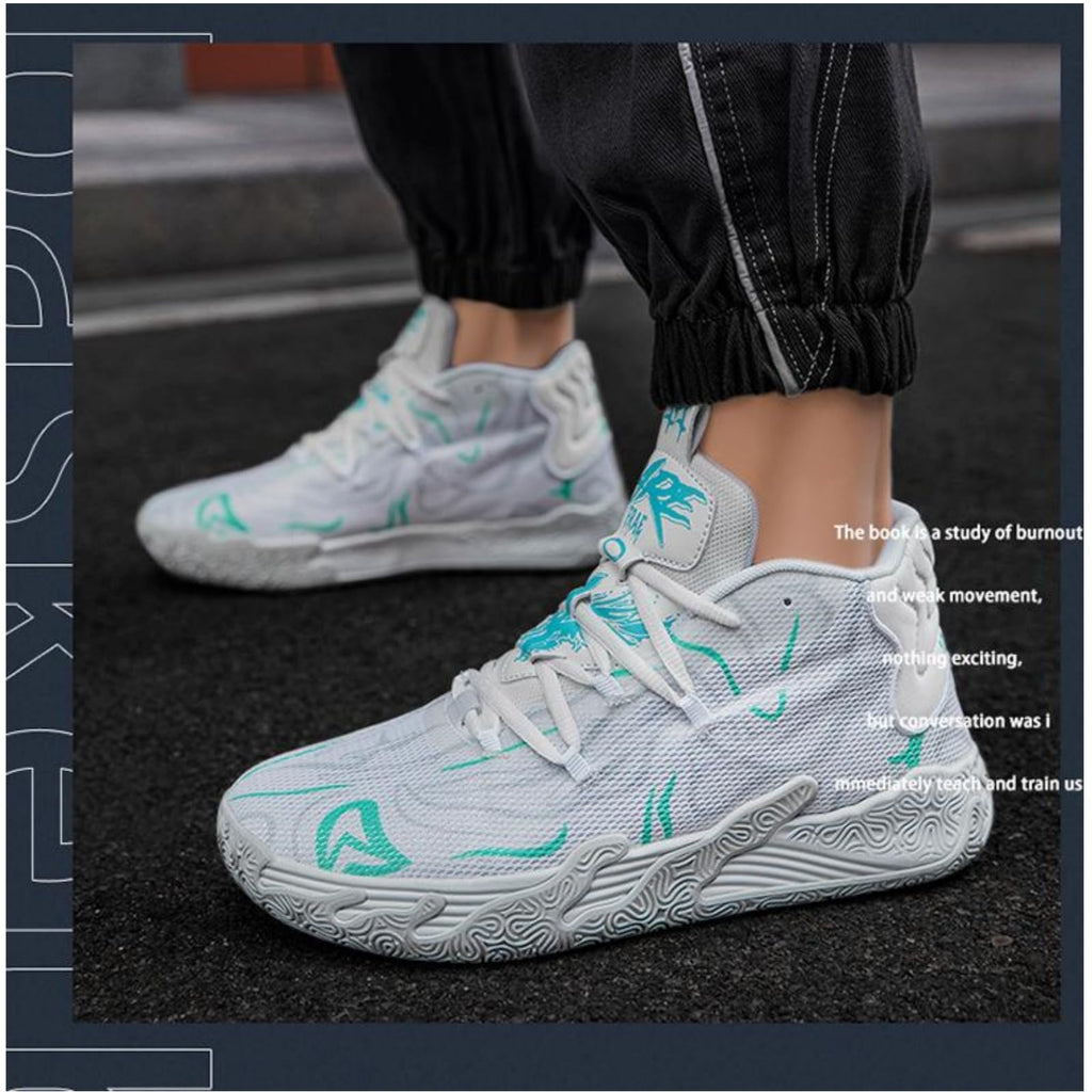 Zapatos de baloncesto de caña alta con cordones para hombre, estilo chino, transpirables, antideslizantes, zapatillas deportivas para exteriores con amortiguación, zapatos de entrenamiento