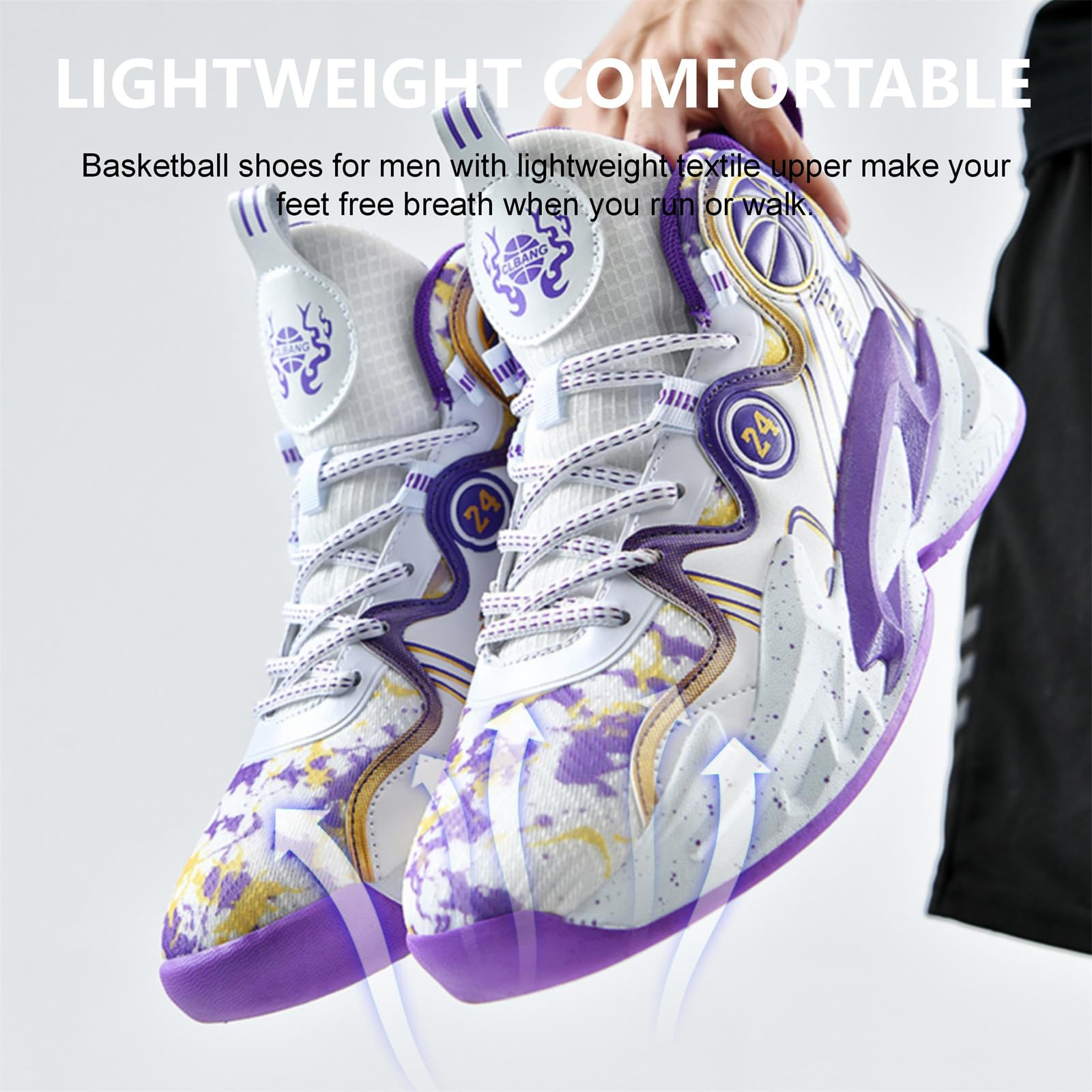 Moodeng Zapatos de baloncesto para hombre, antideslizantes, transpirables, para correr, Fahsion, ligeros, para gimnasio al aire libre