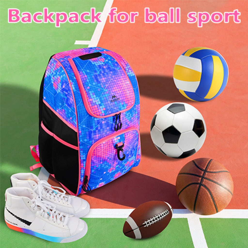 MATEIN - Bolsa de baloncesto, mochila de fútbol resistente con soporte para pelota y compartimento para zapatos, gran mochila de baloncesto para equipo de entrenamiento, mochila de baloncesto