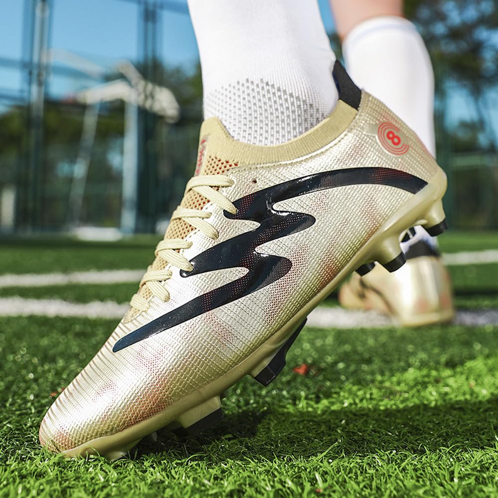 Tacos FG Unisex de Entrenamiento Atlético Antideslizantes con Tacos Largos de Caña Alta, Zapatos de Fútbol Soccer para Jóvenes