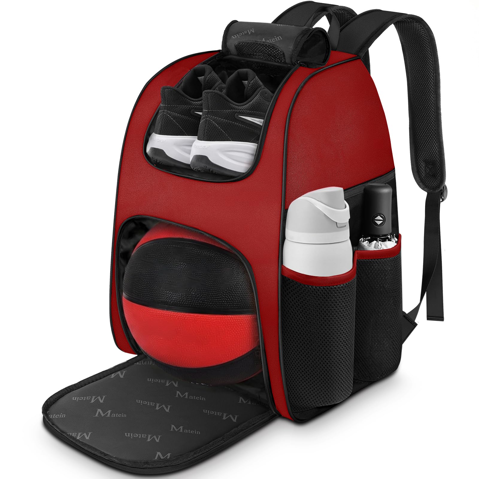 MATEIN - Bolsa de baloncesto, mochila de fútbol resistente con soporte para pelota y compartimento para zapatos, gran mochila de baloncesto para equipo de entrenamiento, mochila de baloncesto