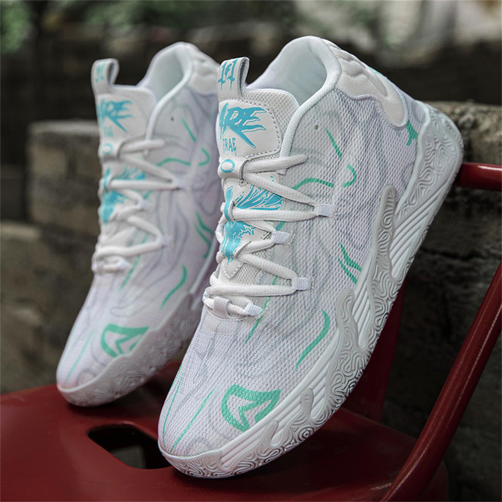 Zapatos de baloncesto de caña alta con cordones para hombre, estilo chino, transpirables, antideslizantes, zapatillas deportivas para exteriores con amortiguación, zapatos de entrenamiento