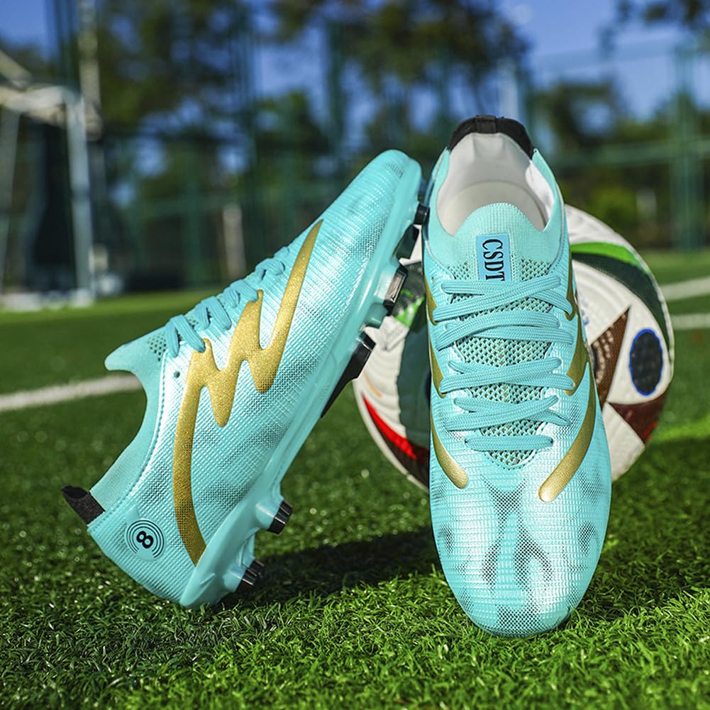 Tacos FG Unisex de Entrenamiento Atlético Antideslizantes con Tacos Largos de Caña Alta, Zapatos de Fútbol Soccer para Jóvenes