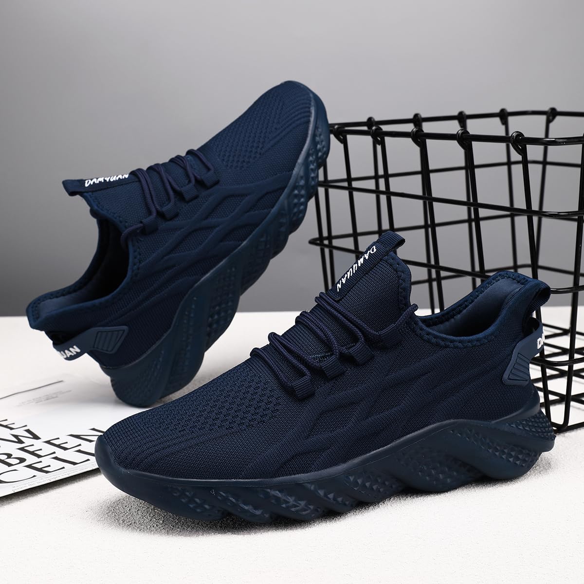 Men's Walking Running Shoes Sneakers Athletic Non Slip On Sports Tennis Fitness Shoes Casual Workout Lightweight Breathable Trainers Gym Fashion Mesh Soft Comfortable Shoe