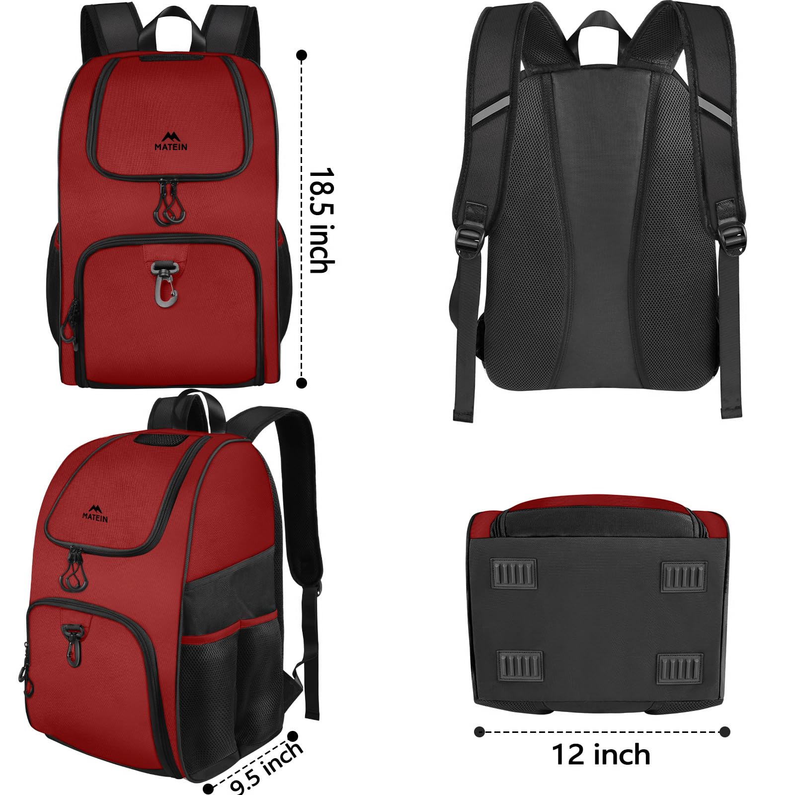 MATEIN - Bolsa de baloncesto, mochila de fútbol resistente con soporte para pelota y compartimento para zapatos, gran mochila de baloncesto para equipo de entrenamiento, mochila de baloncesto