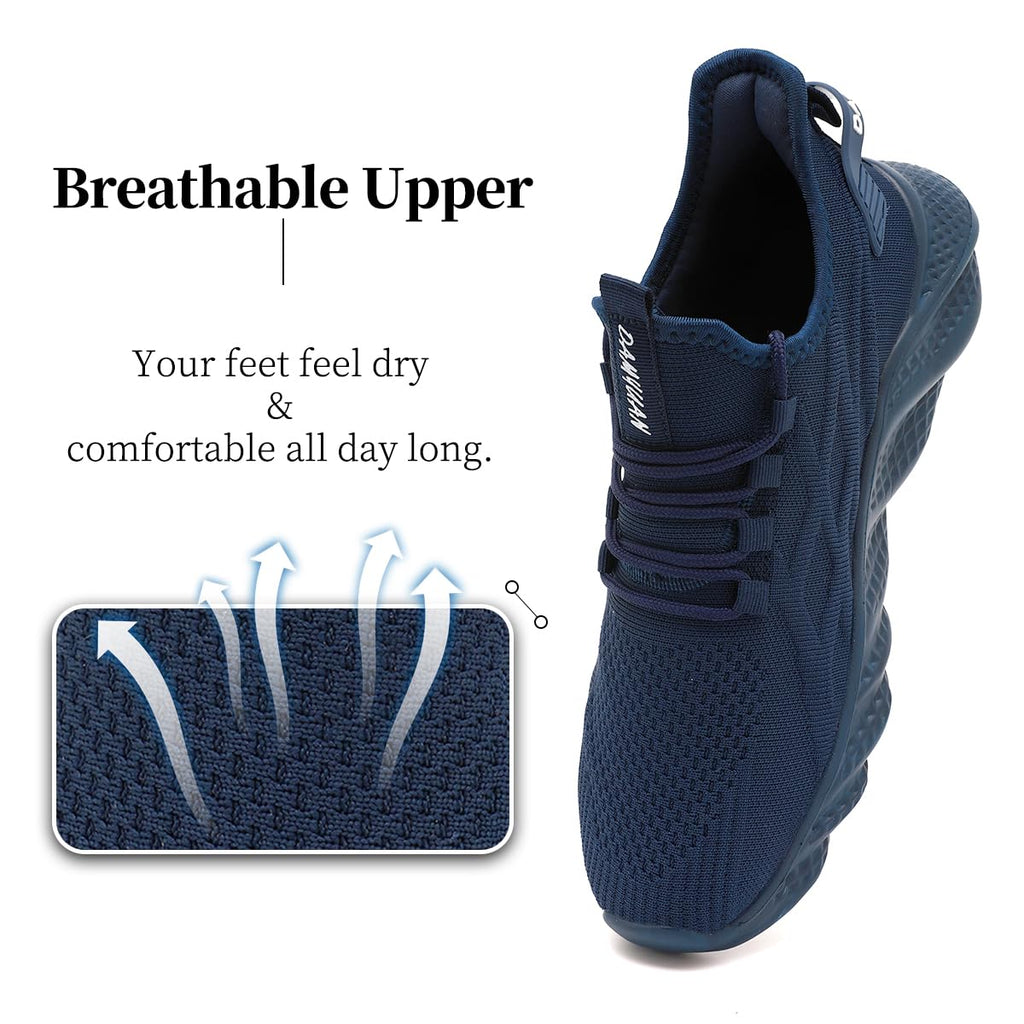 Men's Walking Running Shoes Sneakers Athletic Non Slip On Sports Tennis Fitness Shoes Casual Workout Lightweight Breathable Trainers Gym Fashion Mesh Soft Comfortable Shoe