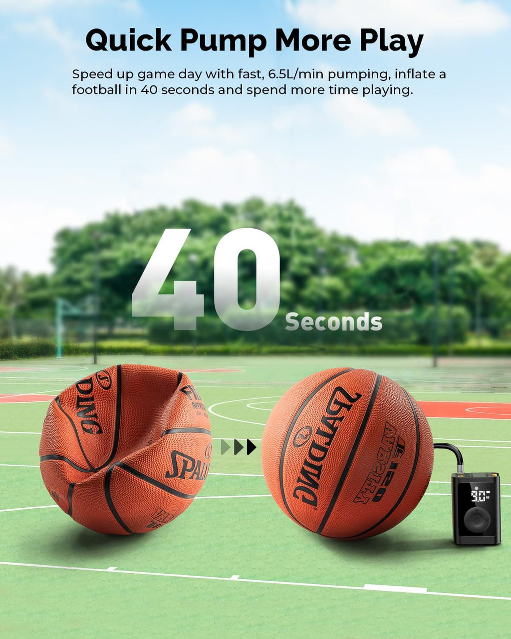ETENWOLF P300 Plus Ball Pump, Electric Basketball Pump Inflation and Deflation, with 3200 mAh Rechargeable Battery, Air Pump for All Sports Balls