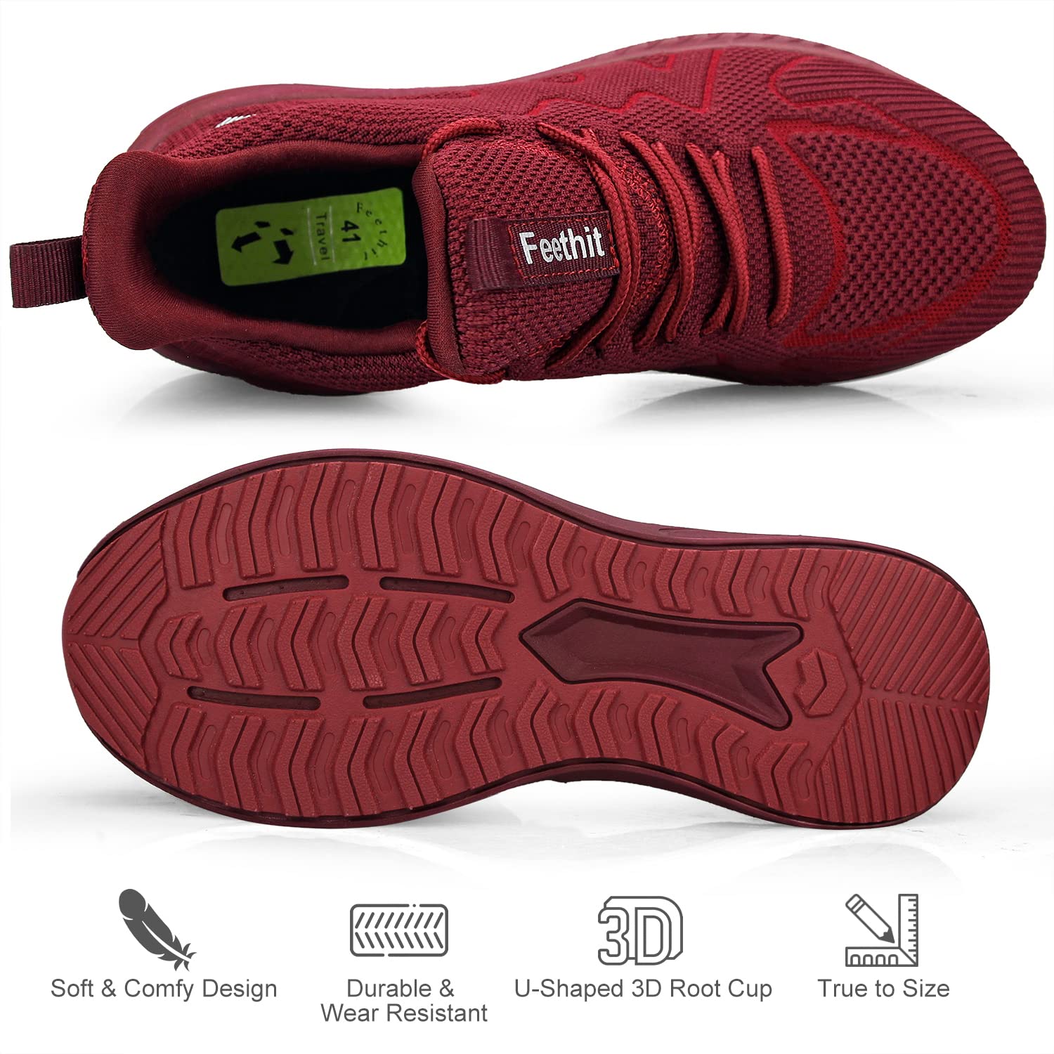 Feethit - Tenis para hombre antideslizantes, ligeros, transpirables, estilo slip-on, para caminar, correr y gimnasio