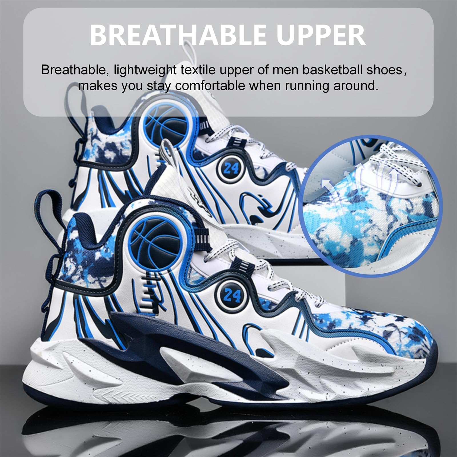 Moodeng Zapatos de baloncesto para hombre, antideslizantes, transpirables, para correr, Fahsion, ligeros, para gimnasio al aire libre