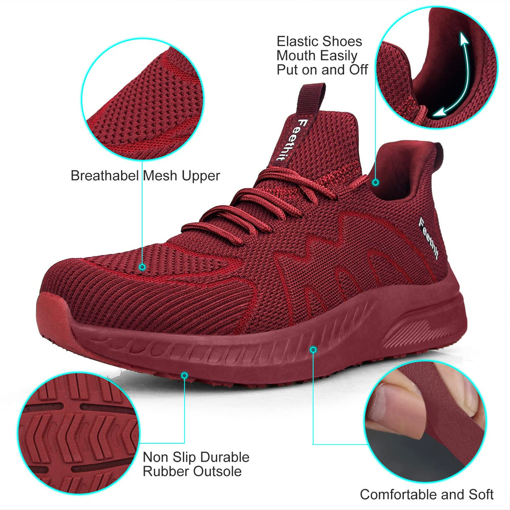 Feethit - Tenis para hombre antideslizantes, ligeros, transpirables, estilo slip-on, para caminar, correr y gimnasio