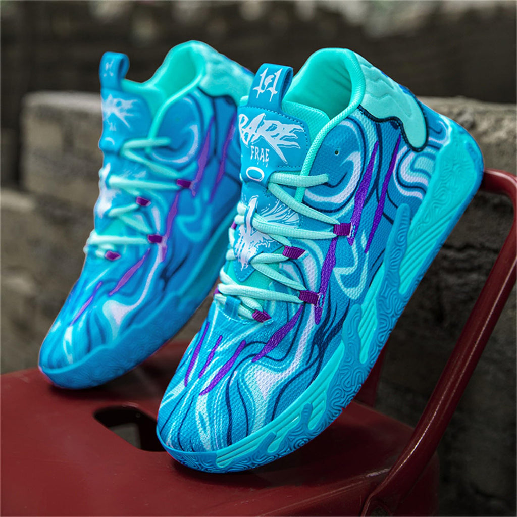 Zapatos de baloncesto de caña alta con cordones para hombre, estilo chino, transpirables, antideslizantes, zapatillas deportivas para exteriores con amortiguación, zapatos de entrenamiento