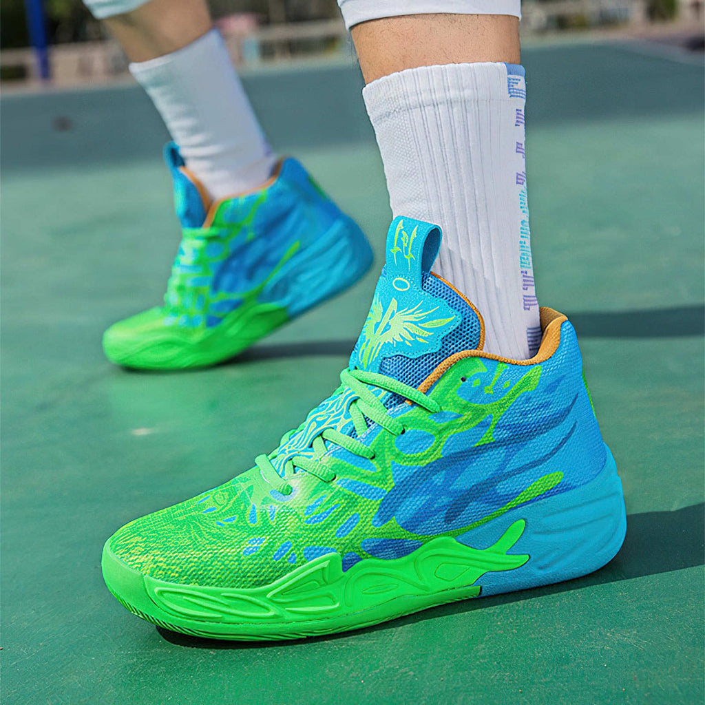 Exusiai Tenis de baloncesto para hombre, transpirables, antideslizantes, cómodos, acolchados, atléticos