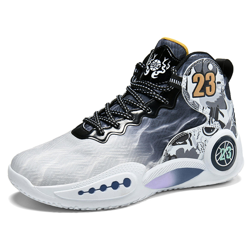 Zapatos de baloncesto de caña alta para hombre con suelas antideslizantes y resistentes al desgaste, zapatos para correr con diseño de graffiti, zapatos deportivos de moda