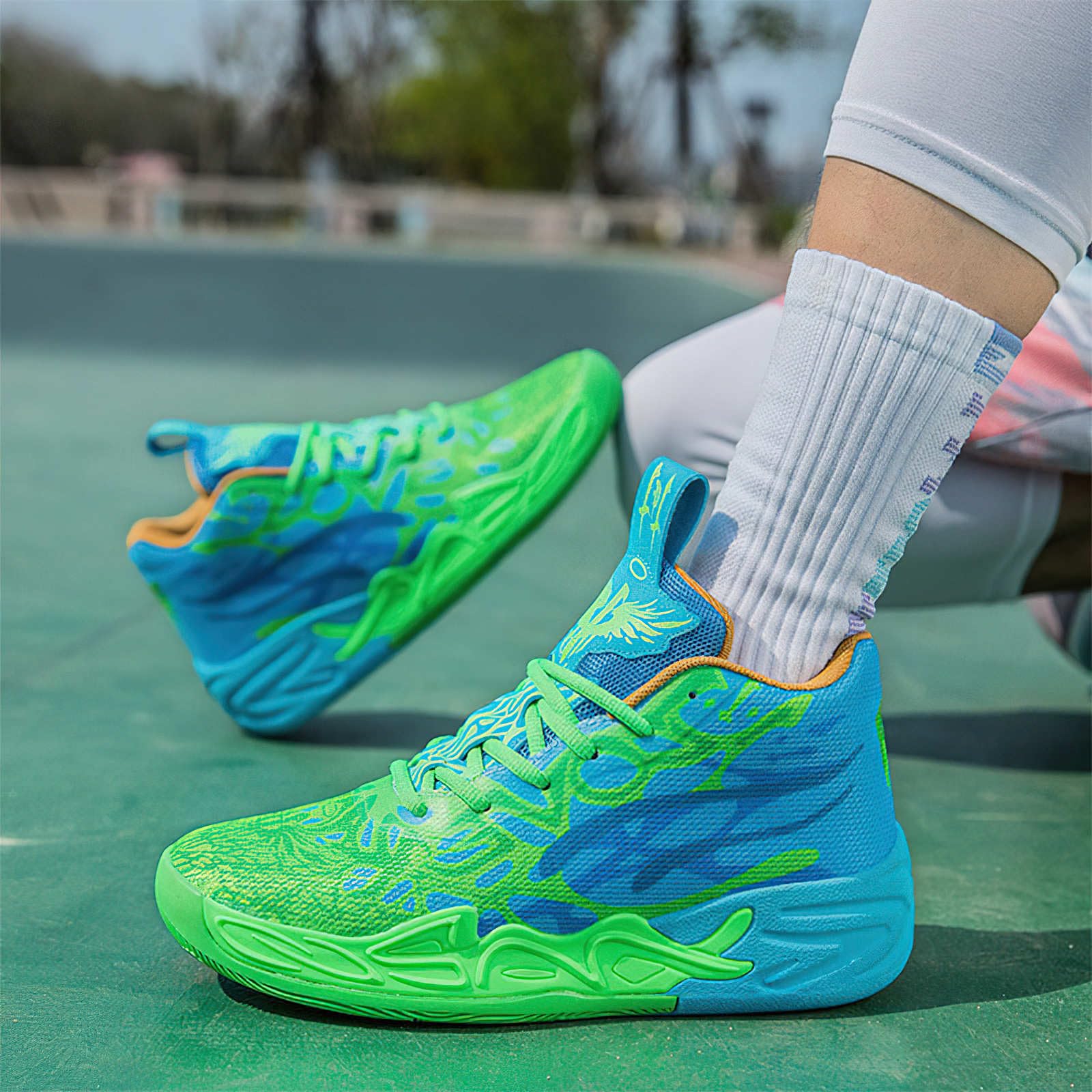 Exusiai Tenis de baloncesto para hombre, transpirables, antideslizantes, cómodos, acolchados, atléticos