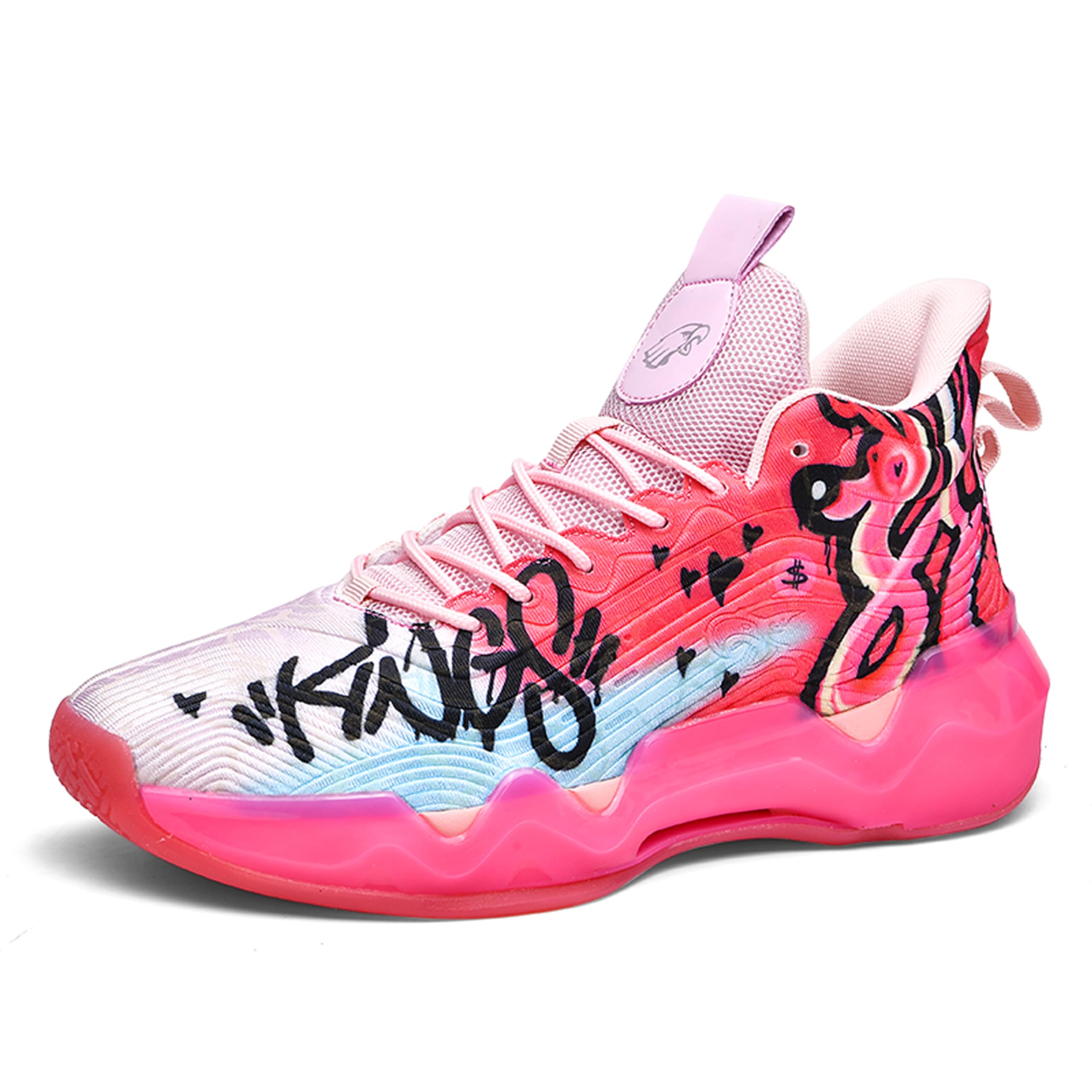 Zapatos de baloncesto de caña alta para hombre con suelas antideslizantes y resistentes al desgaste, zapatos para correr con diseño de graffiti, zapatos deportivos de moda