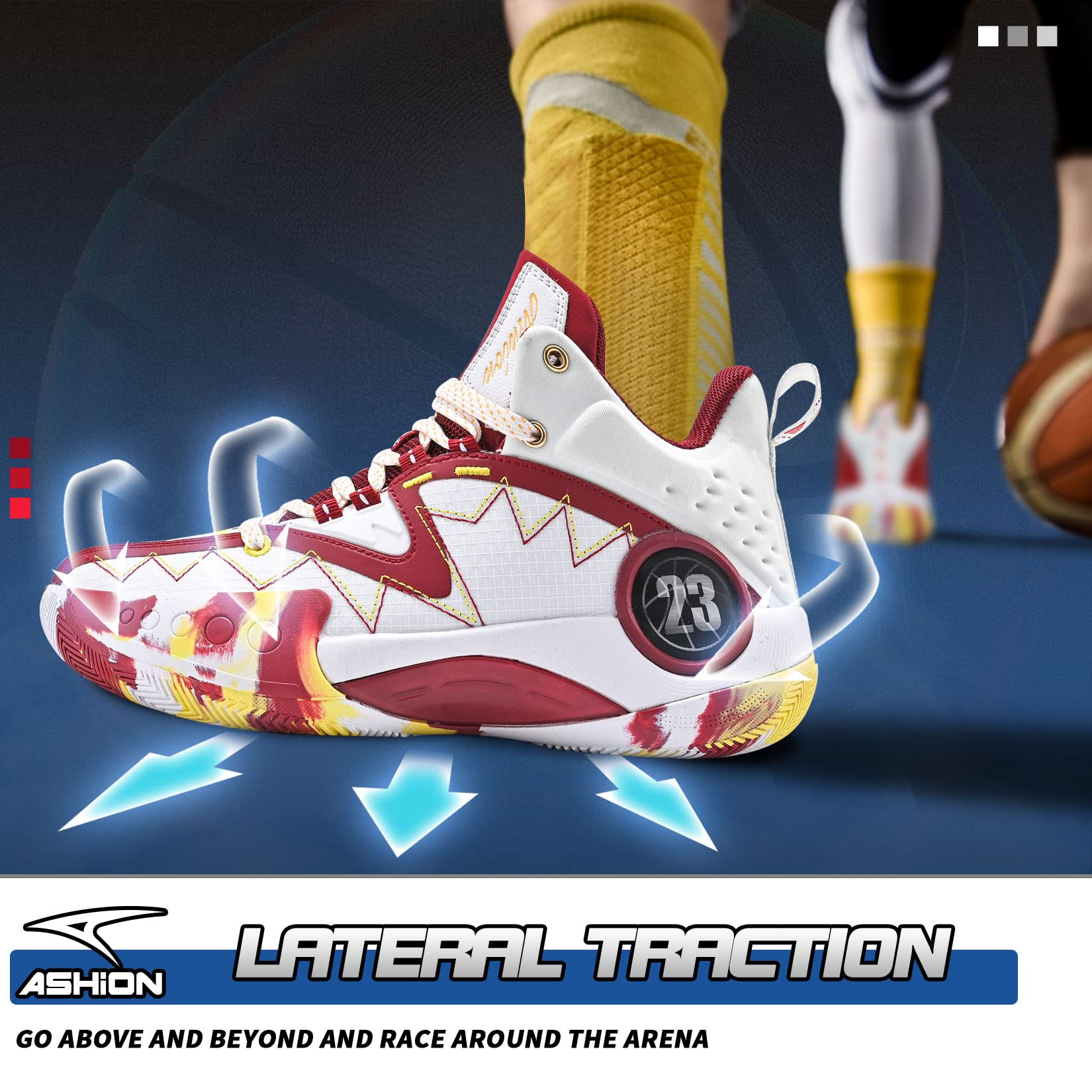 ASHION Zapatos de Baloncesto para Hombre de Moda Transpirables Zapatillas Antideslizantes para Hombre con Soporte de Arco Zapatos Deportivos para Correr