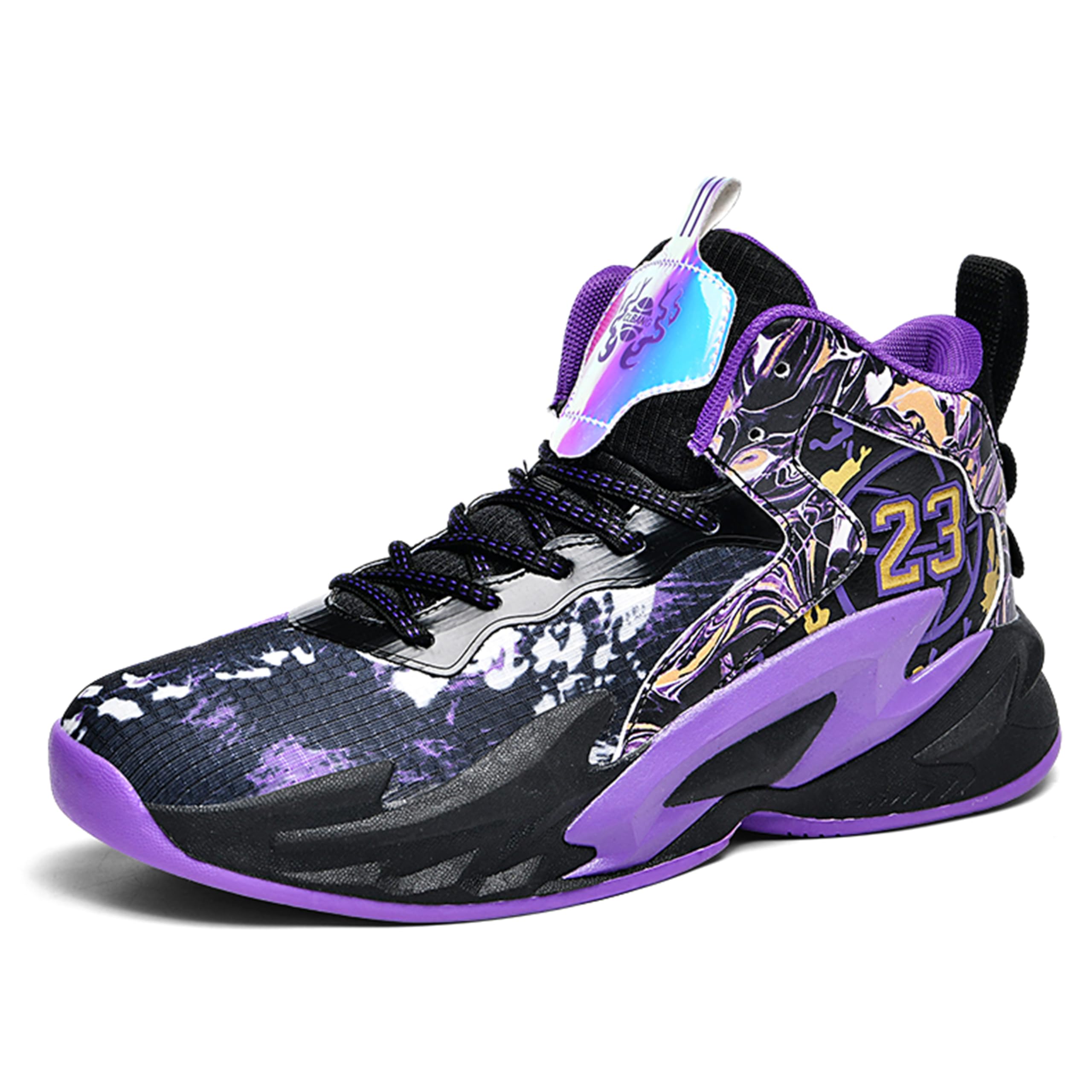 Zapatos de baloncesto de caña alta para hombre con suelas antideslizantes y resistentes al desgaste, zapatos para correr con diseño de graffiti, zapatos deportivos de moda