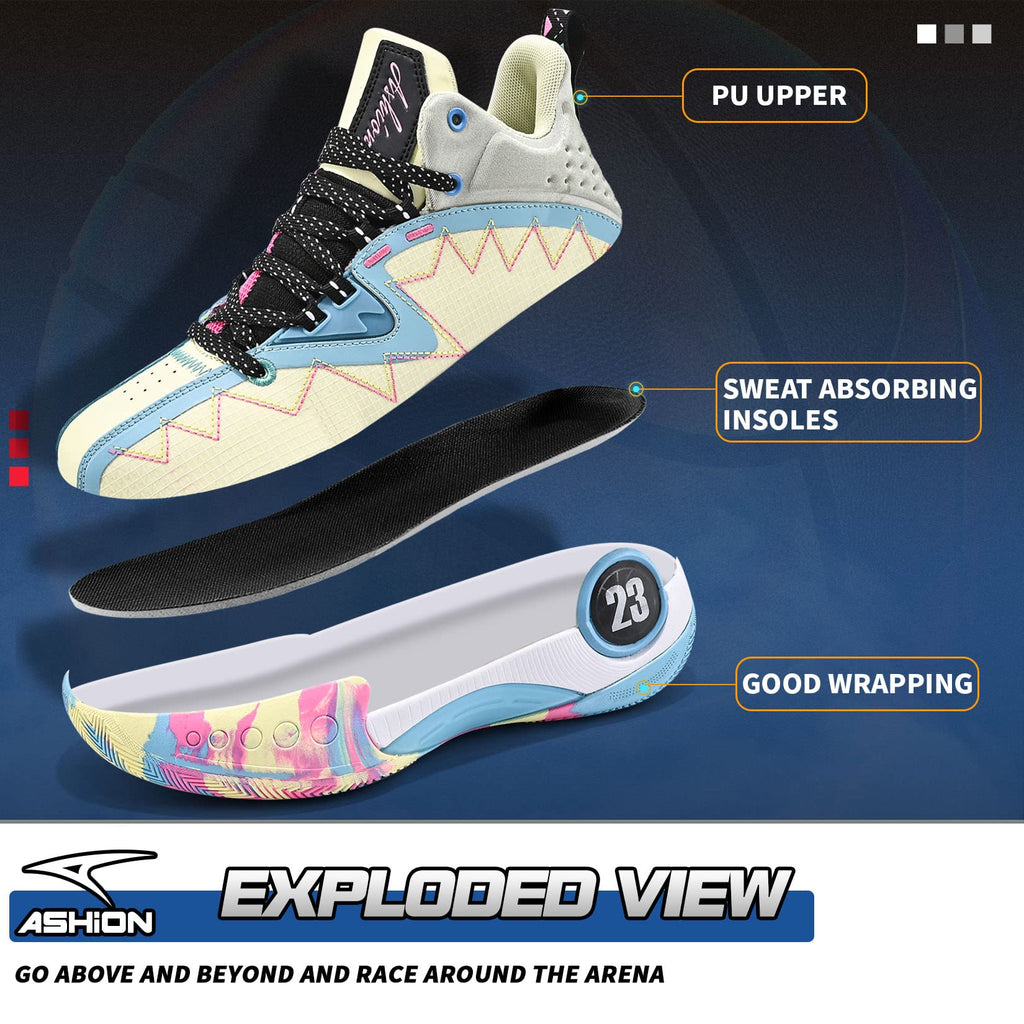 ASHION Zapatos de Baloncesto para Hombre de Moda Transpirables Zapatillas Antideslizantes para Hombre con Soporte de Arco Zapatos Deportivos para Correr