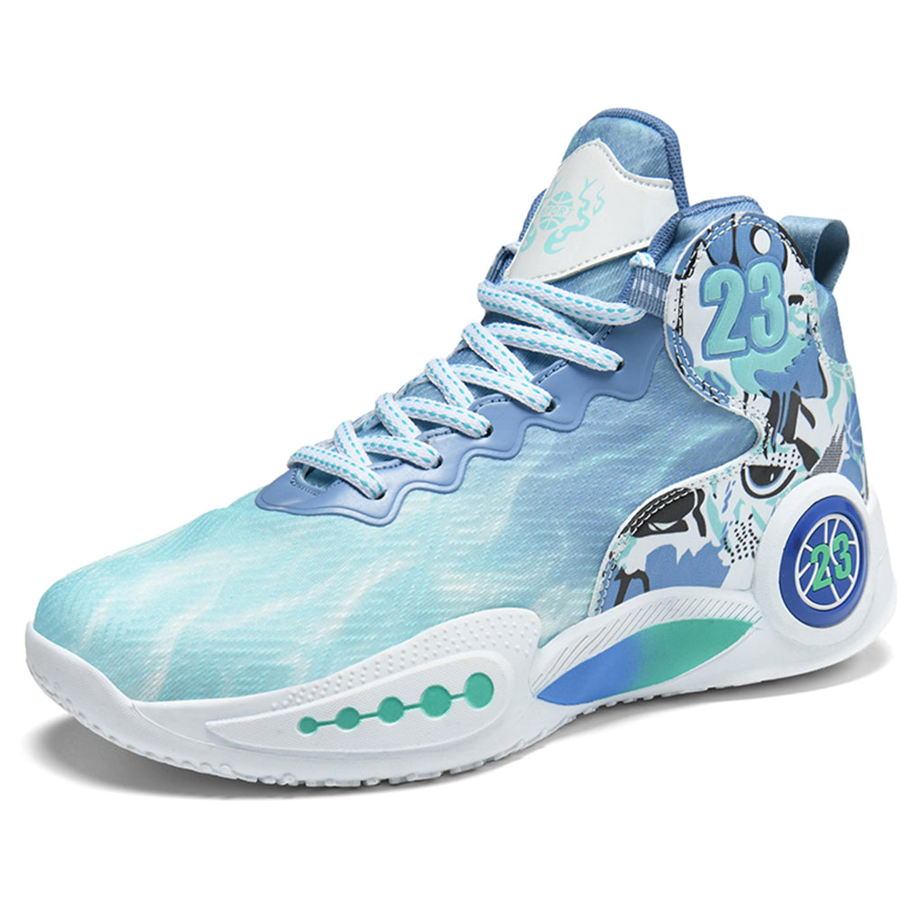 Zapatos de baloncesto de caña alta para hombre con suelas antideslizantes y resistentes al desgaste, zapatos para correr con diseño de graffiti, zapatos deportivos de moda