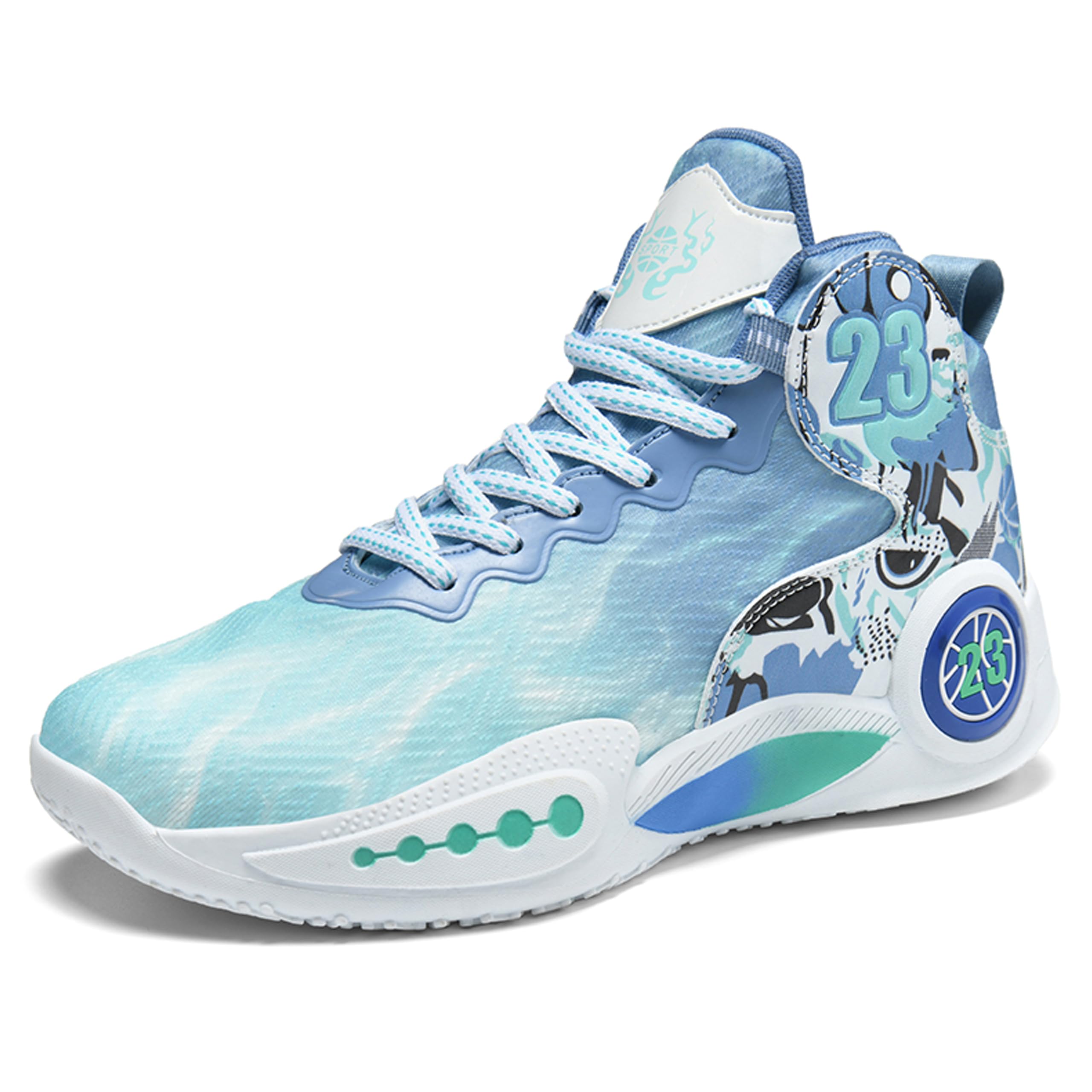 Zapatos de baloncesto de caña alta para hombre con suelas antideslizantes y resistentes al desgaste, zapatos para correr con diseño de graffiti, zapatos deportivos de moda